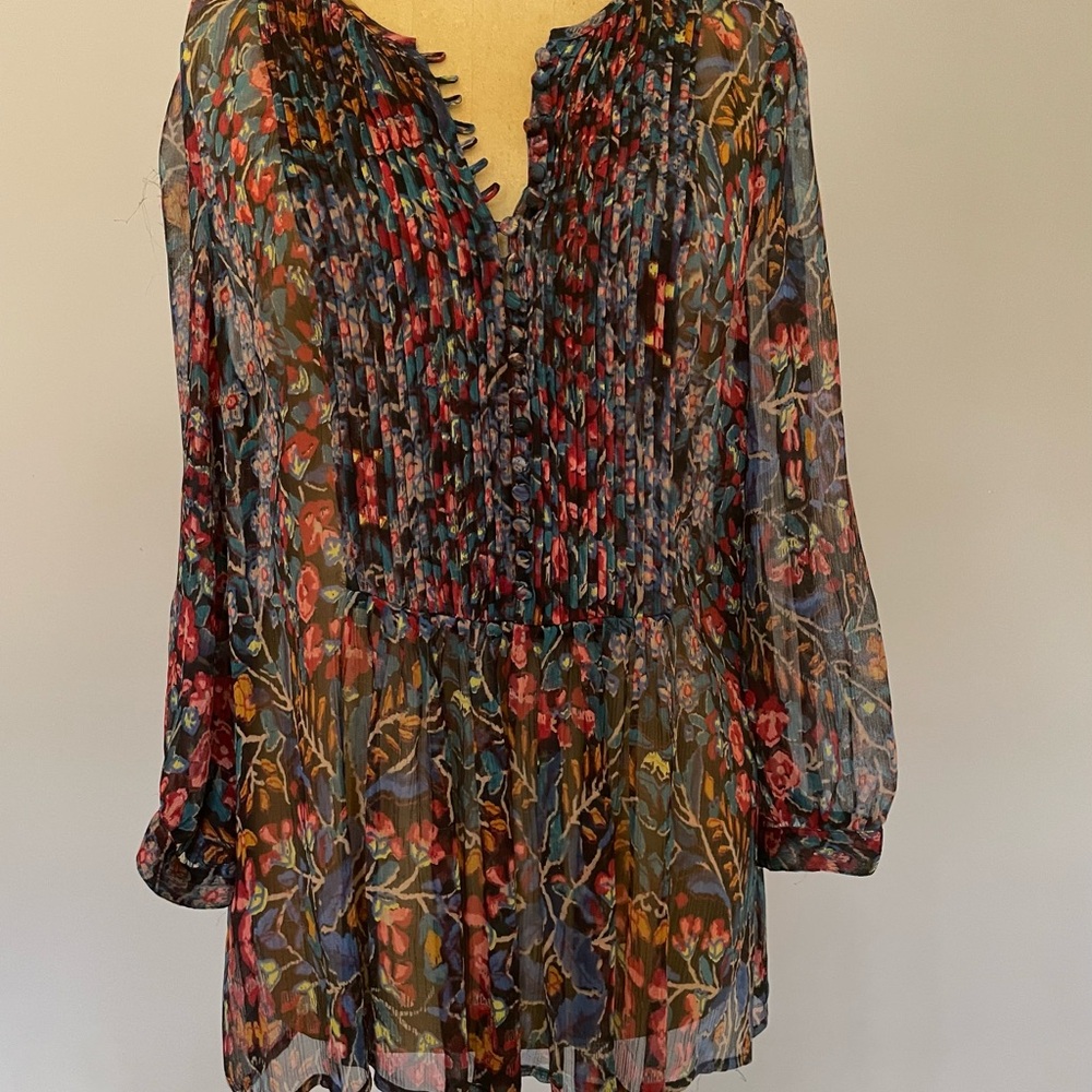 Joie Multicolor Floral Sheer Blouse